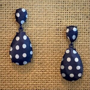 Claire's Blue and White Polka Dot Drop Earrings